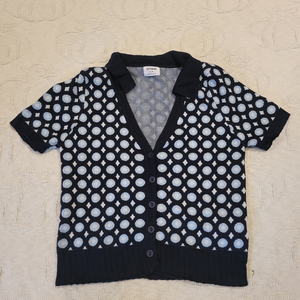 ★ . retro navy blue top